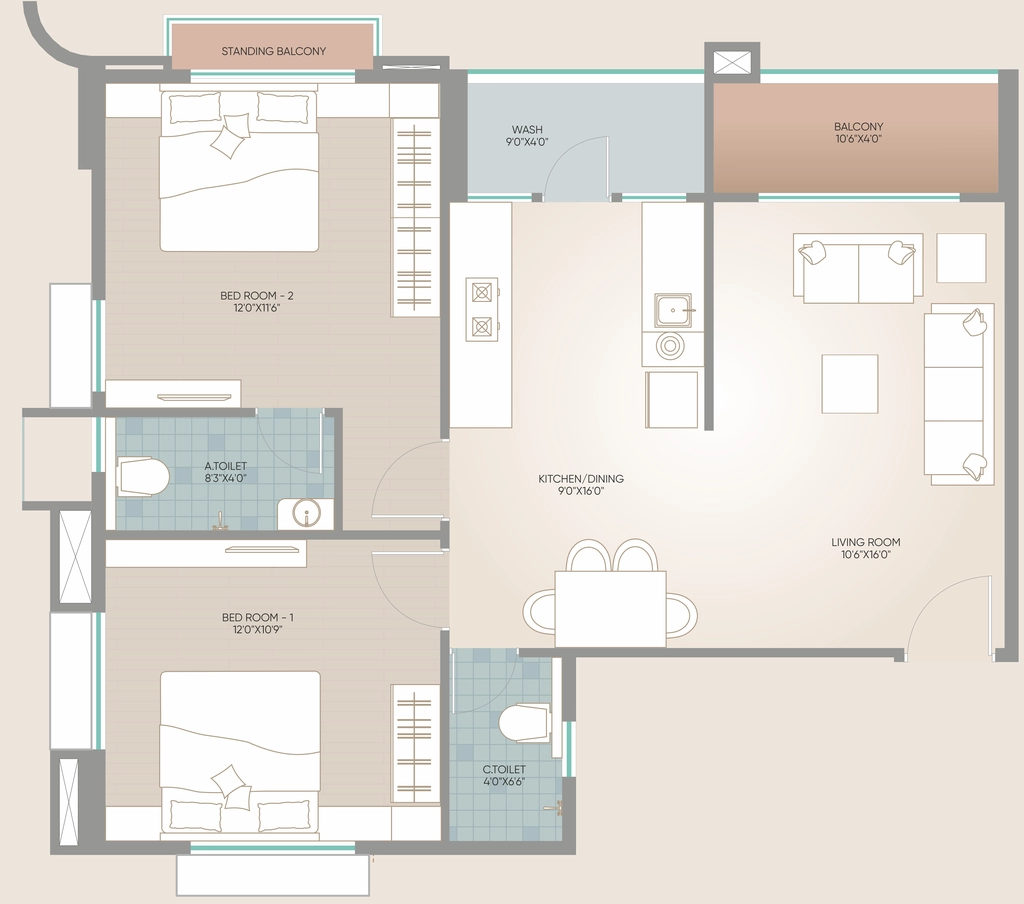 2 BHK Flat in Krrish Vraj Hill View in Pathardi Phata, Nashik - Image 922695