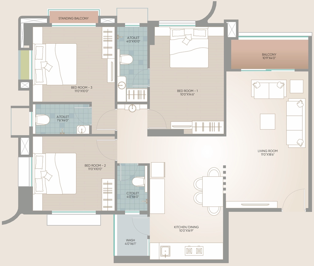 3 BHK Flat in Krrish Vraj Hill View in Pathardi Phata, Nashik - Image 922696