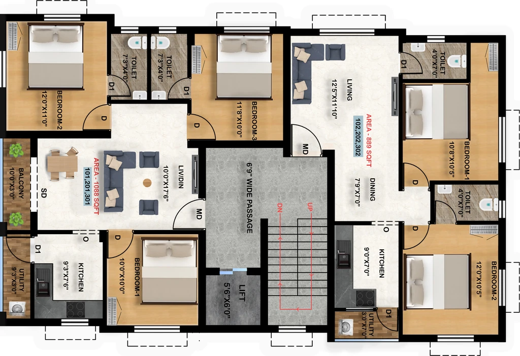Floor Plan of Rohaan Daisy Garden in Perumbakkam, Chennai - Image 413539