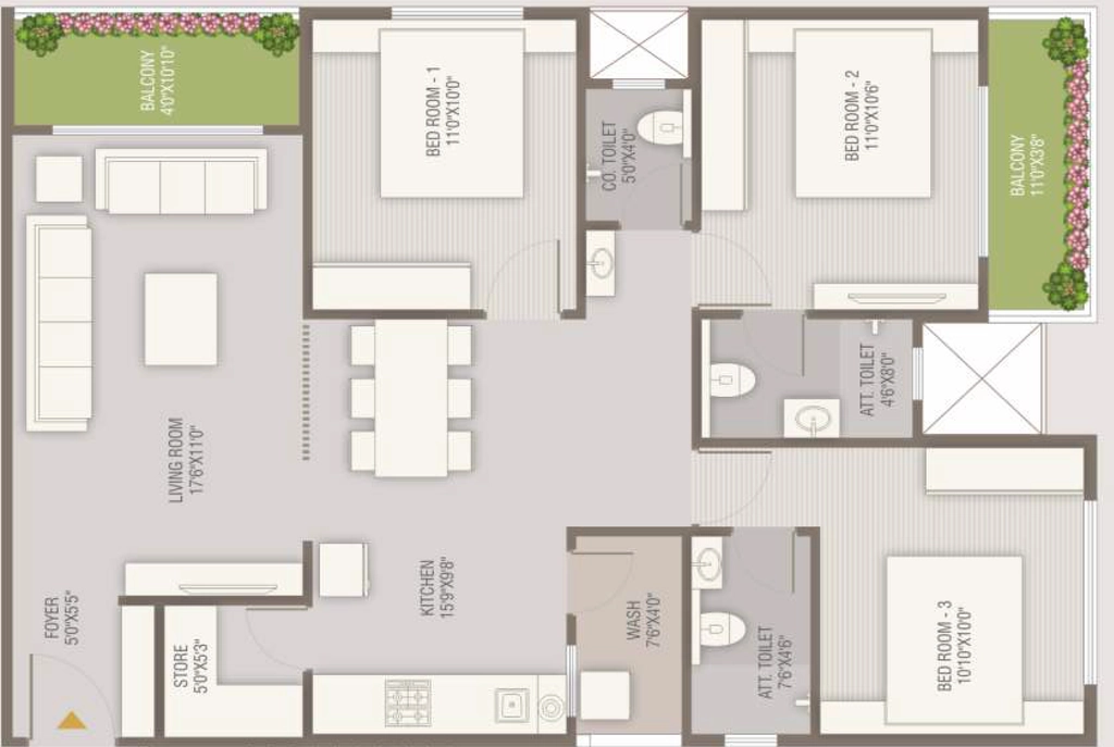 3 BHK Flat in Krrish Vraj Twin Tower in Mumbai Naka, Nashik - Image 922721