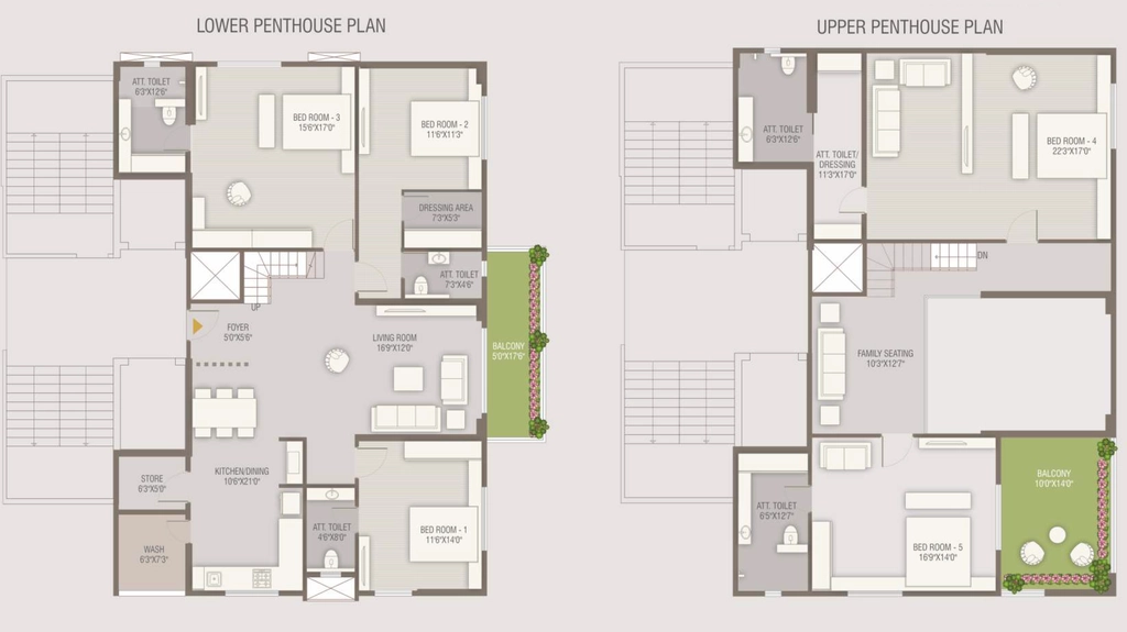 5 BHK Penthouse in Krrish Vraj Twin Tower in Mumbai Naka, Nashik - Image 922723