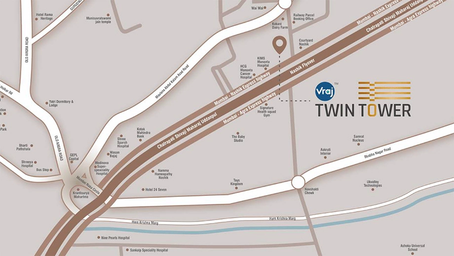 Location of Commercial Vraj Twin Tower in Mumbai Naka, Nashik - Image 413591