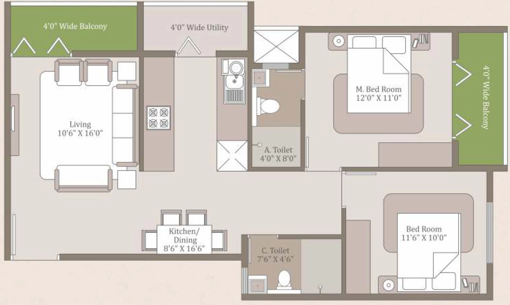 2 BHK Flat in Krrish Vraj Murli in Pathardi Phata, Nashik - Image 922750
