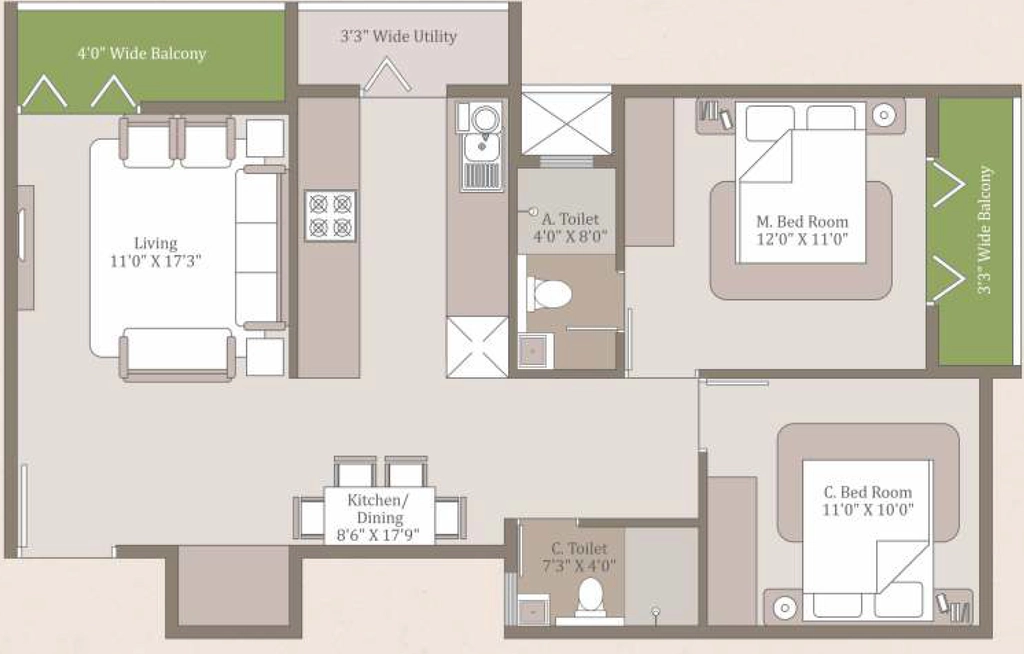 2 BHK Flat in Krrish Vraj Murli in Pathardi Phata, Nashik - Image 922751
