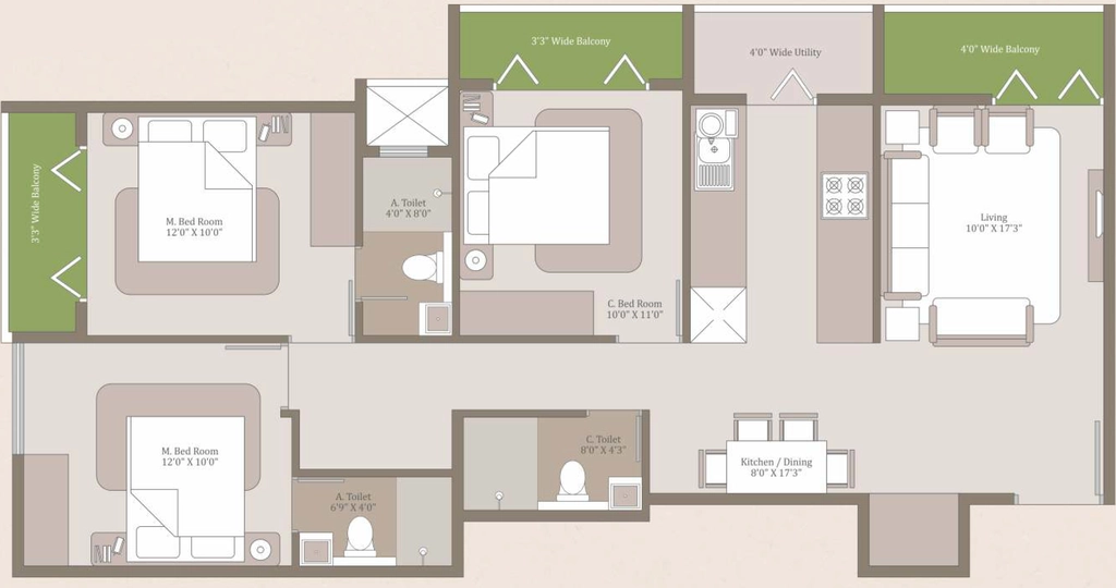 3 BHK Flat in Krrish Vraj Murli in Pathardi Phata, Nashik - Image 922752