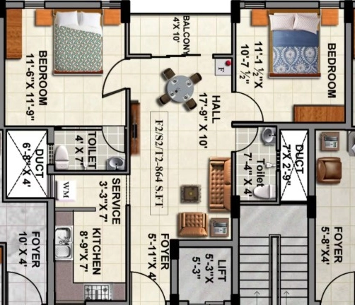 2 BHK Flat in Signet Crest in Pallavaram, Chennai - Image 922758