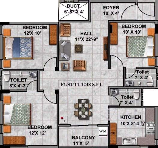 3 BHK Flat in Signet Crest in Pallavaram, Chennai - Image 922759