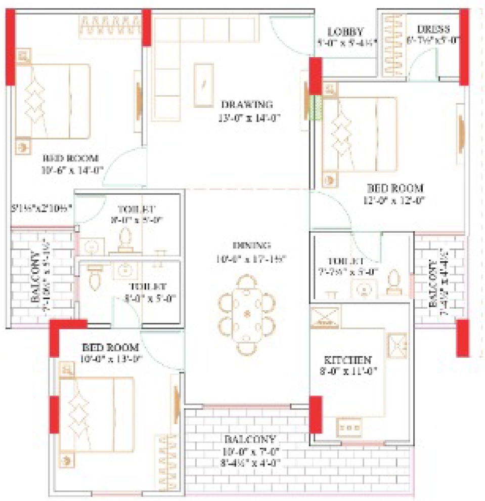 3 BHK Flat in Chordias Gulmohar Heights in Vaishali Nagar Extension, Jaipur - Image 922770