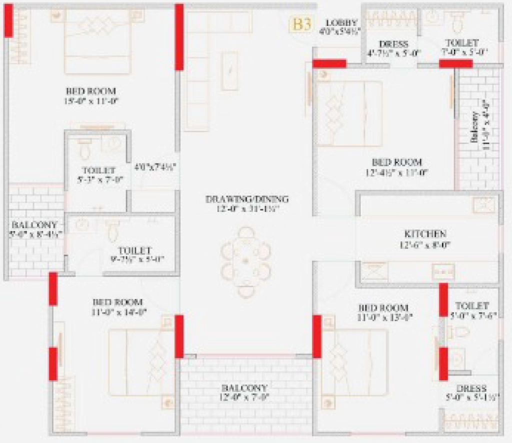 4 BHK Flat in Chordias Gulmohar Heights in Vaishali Nagar Extension, Jaipur - Image 922771