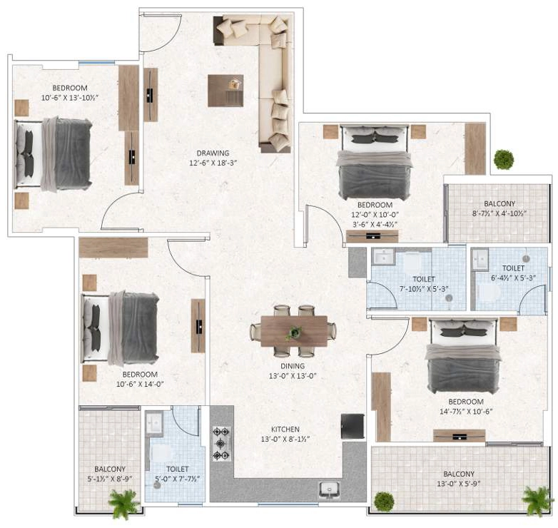 4 BHK Flat in Shree Green Heights in Mansarovar, Jaipur - Image 922779