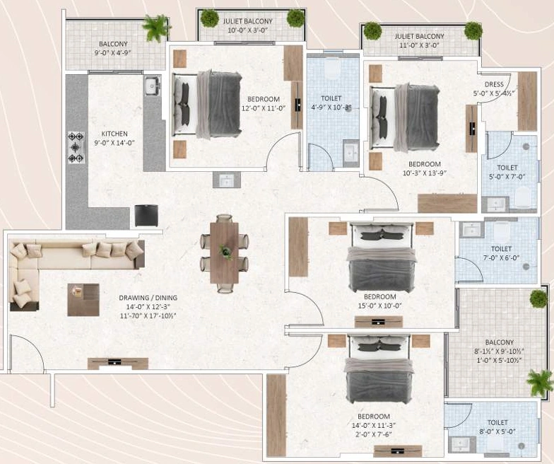 4 BHK Flat in Shree Green Heights in Mansarovar, Jaipur - Image 922780