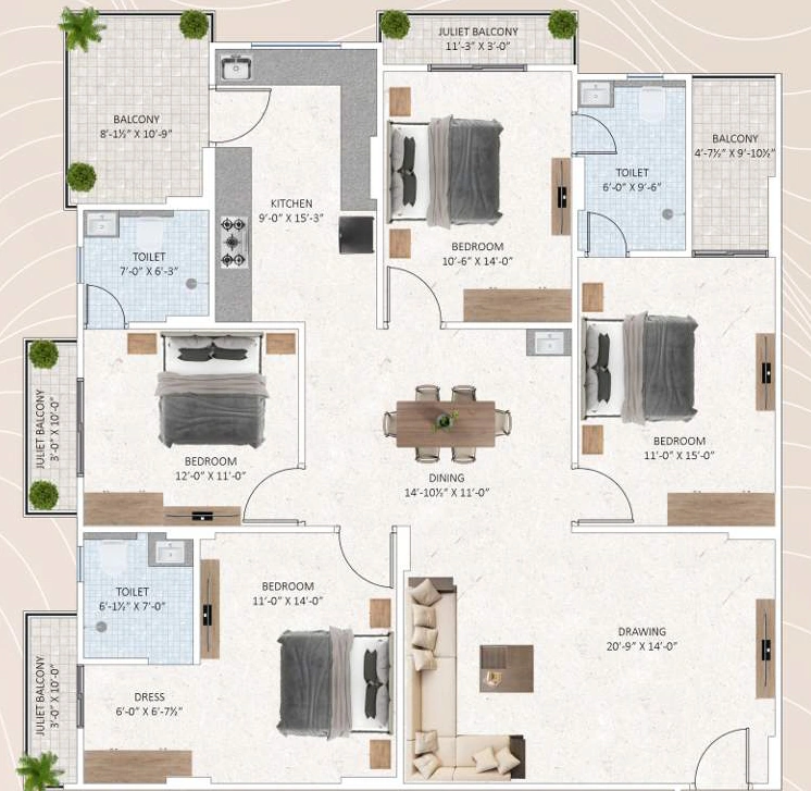 4 BHK Flat in Shree Green Heights in Mansarovar, Jaipur - Image 922781