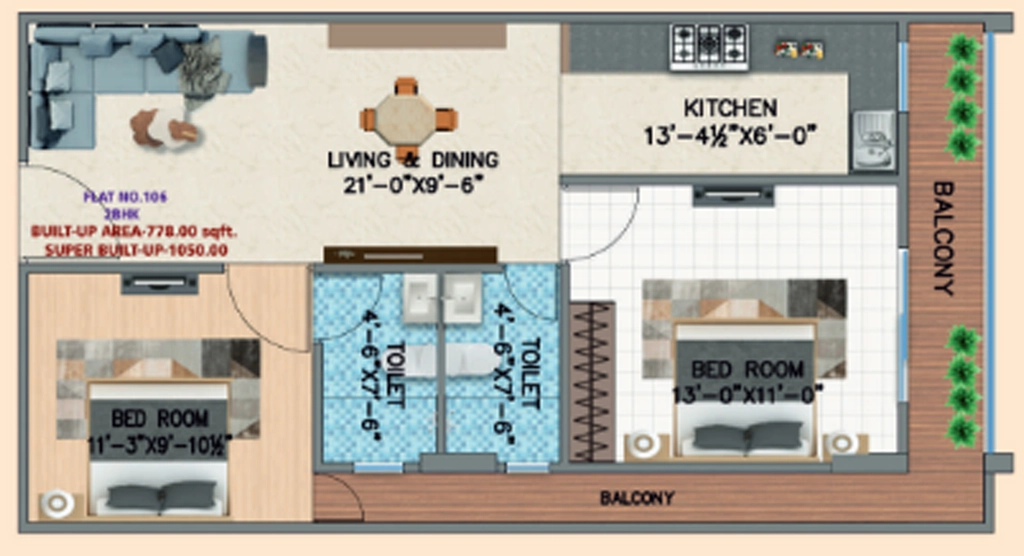 2 BHK Flat in RK The Veranda in Sirsi Road, Jaipur - Image 922803