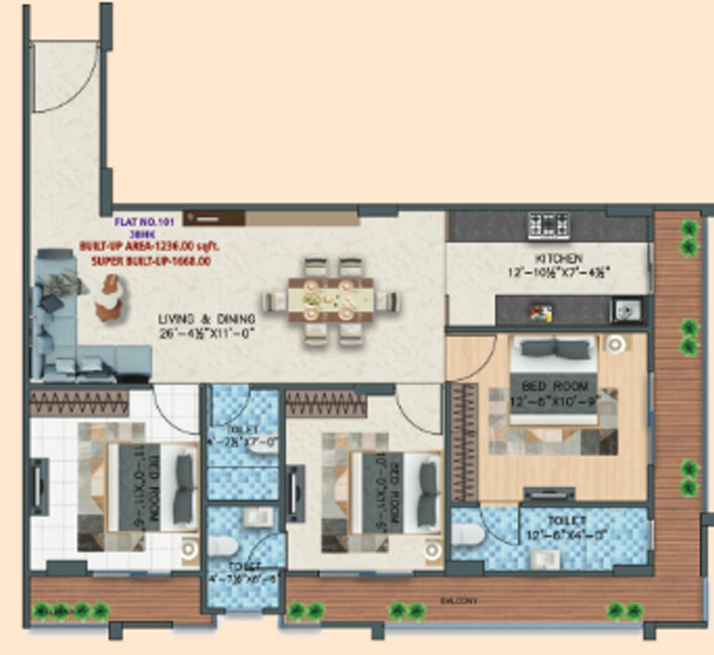 3 BHK Flat in RK The Veranda in Sirsi Road, Jaipur - Image 922806