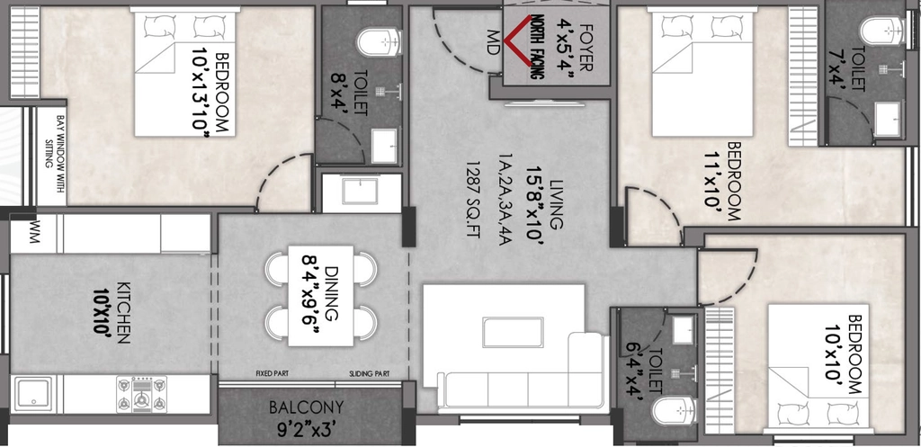 3 BHK Flat in Cube Luxor in Choolaimedu, Chennai - Image 922811