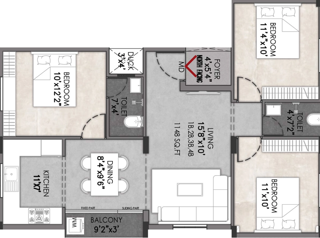 3 BHK Flat in Cube Luxor in Choolaimedu, Chennai - Image 922812