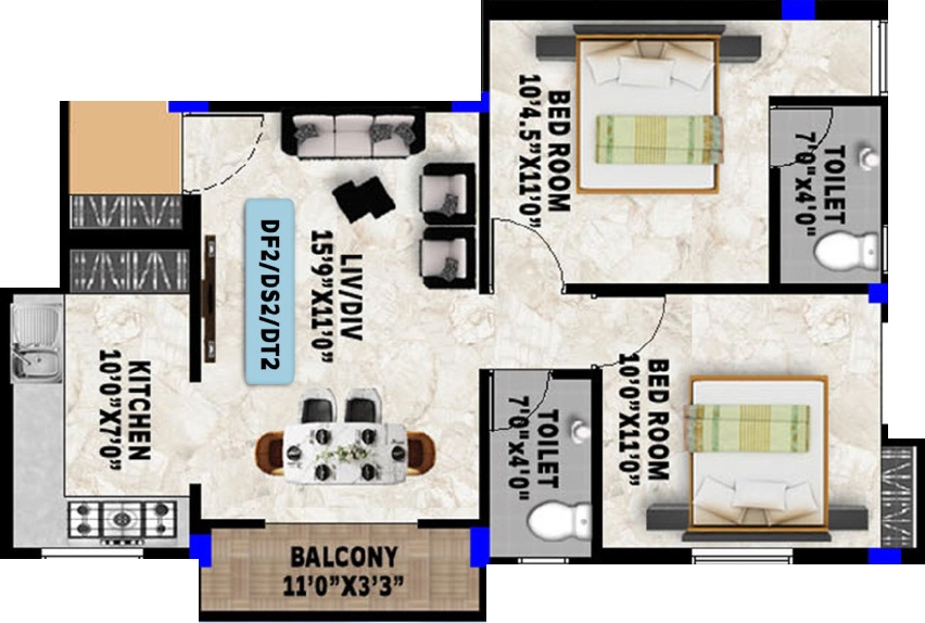 2 BHK Flat in Mithun Sunview in Nanmangalam, Chennai - Image 922838