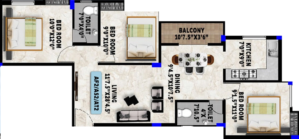 3 BHK Flat in Mithun Sunview in Nanmangalam, Chennai - Image 922847