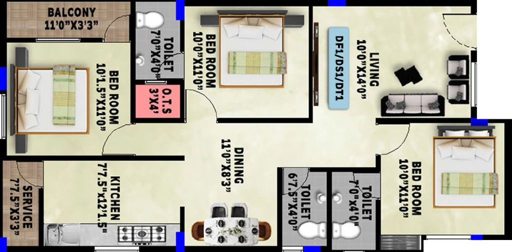 3 BHK Flat in Mithun Sunview in Nanmangalam, Chennai - Image 922848