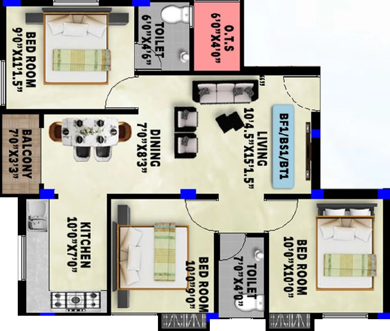 3 BHK Flat in Mithun Sunview in Nanmangalam, Chennai - Image 922846