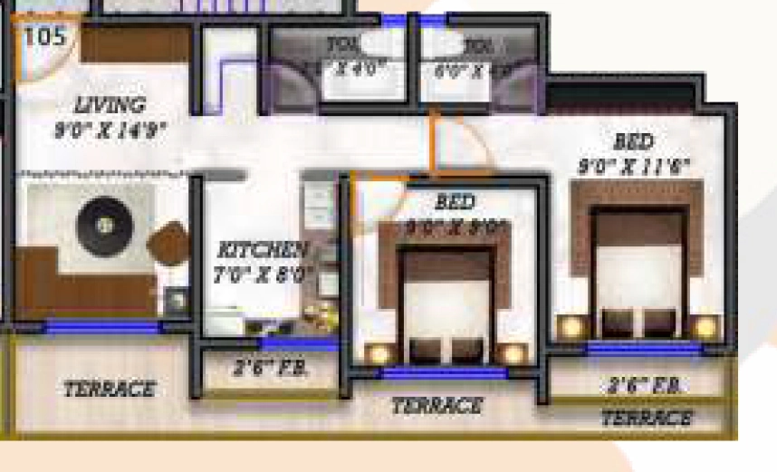 2 BHK Flat in Shree Puram Township in Boisar East, Palghar - Image 922908