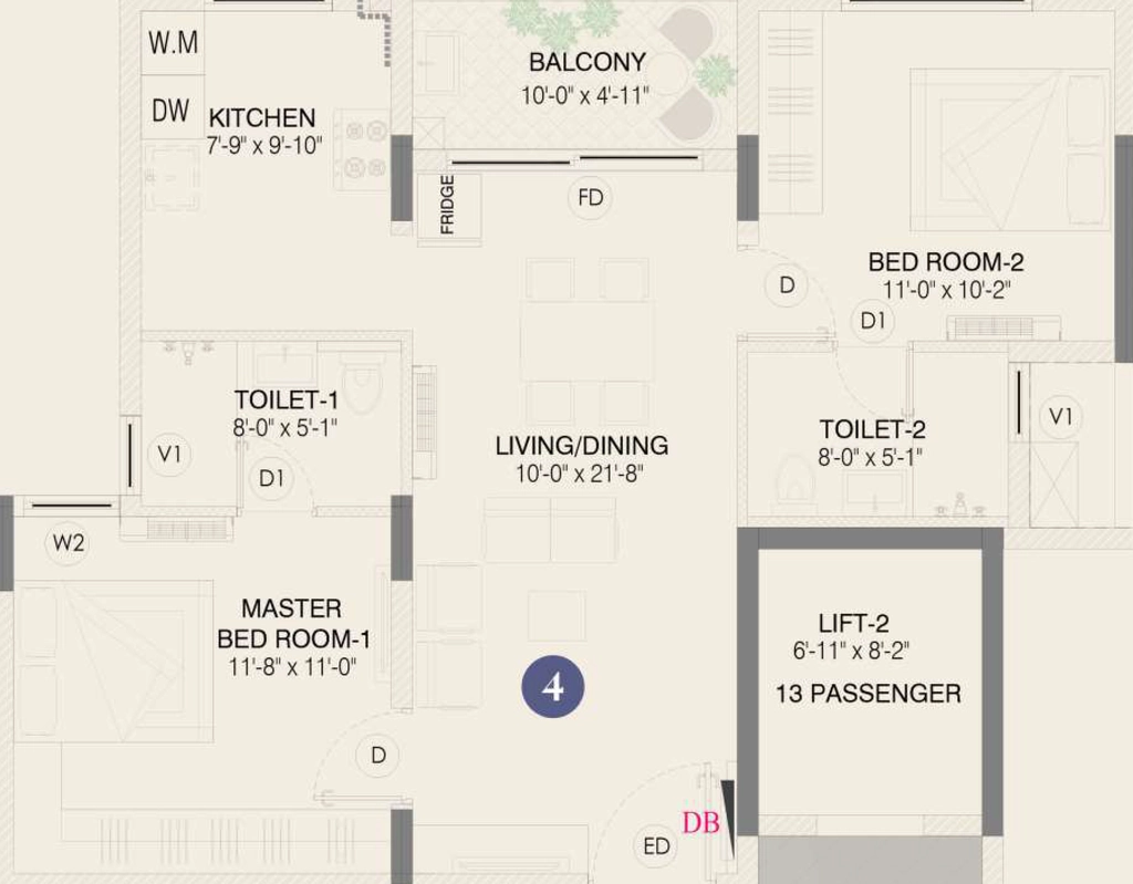 2 BHK Flat in Urbando Evorise in Perumbakkam, Chennai - Image 922861