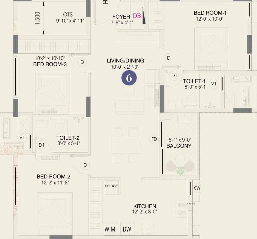 3 BHK Flat in Urbando Evorise in Perumbakkam, Chennai - Image 922863
