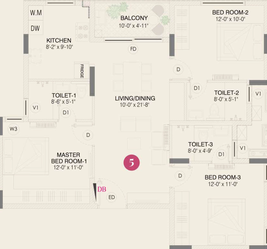 3 BHK Flat in Urbando Evorise in Perumbakkam, Chennai - Image 922865