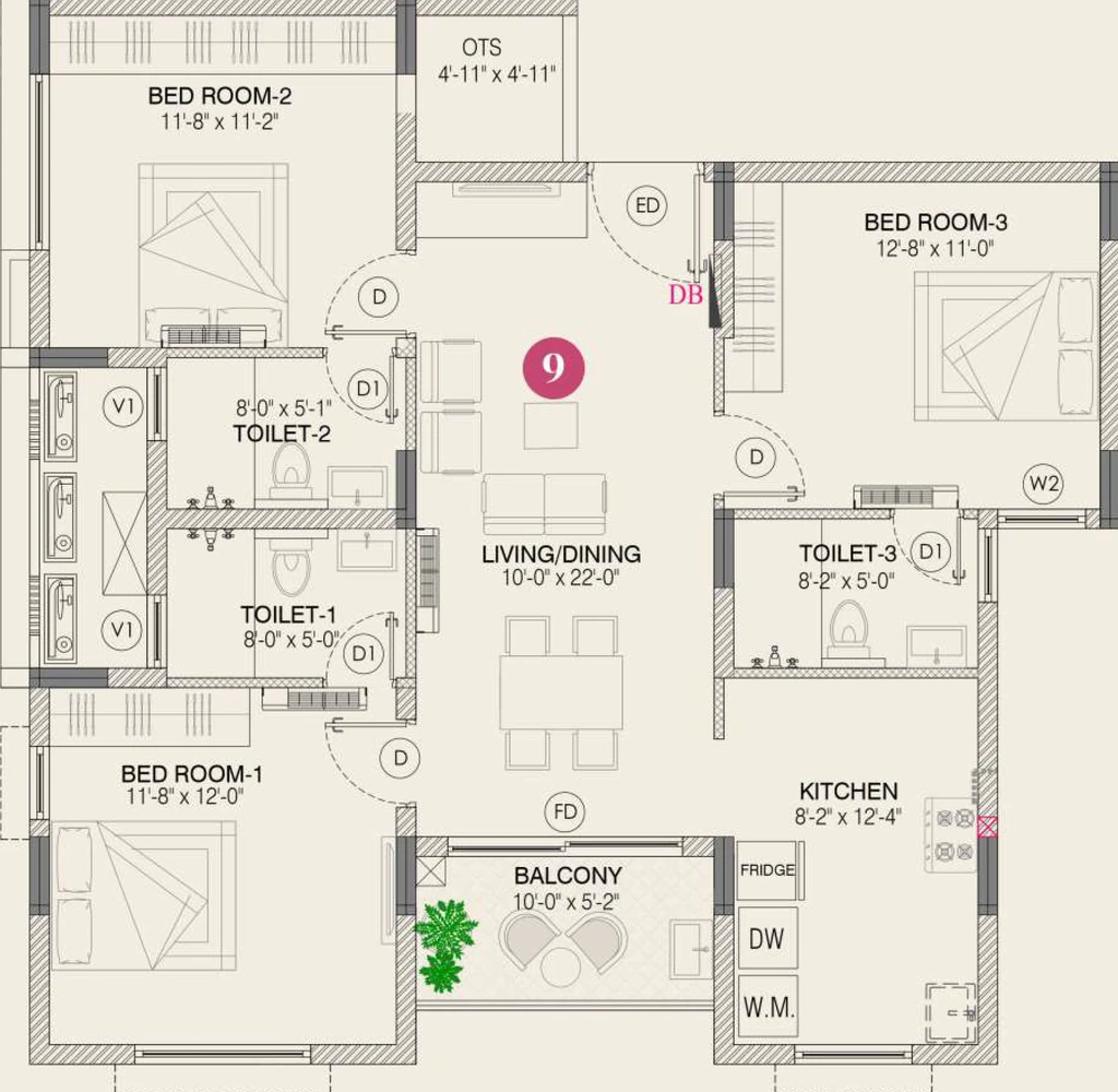 3 BHK Flat in Urbando Evorise in Perumbakkam, Chennai - Image 922866