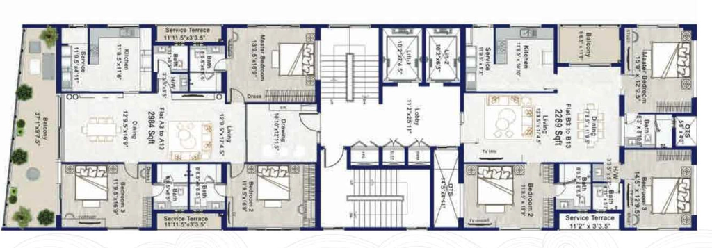 Floor Plan of Rajparis Blue Jewel in Muttukadu, Chennai - Image 413936