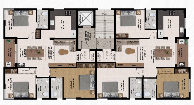 Floor Plan of JKB Purana in Mogappair, Chennai - Image 413946