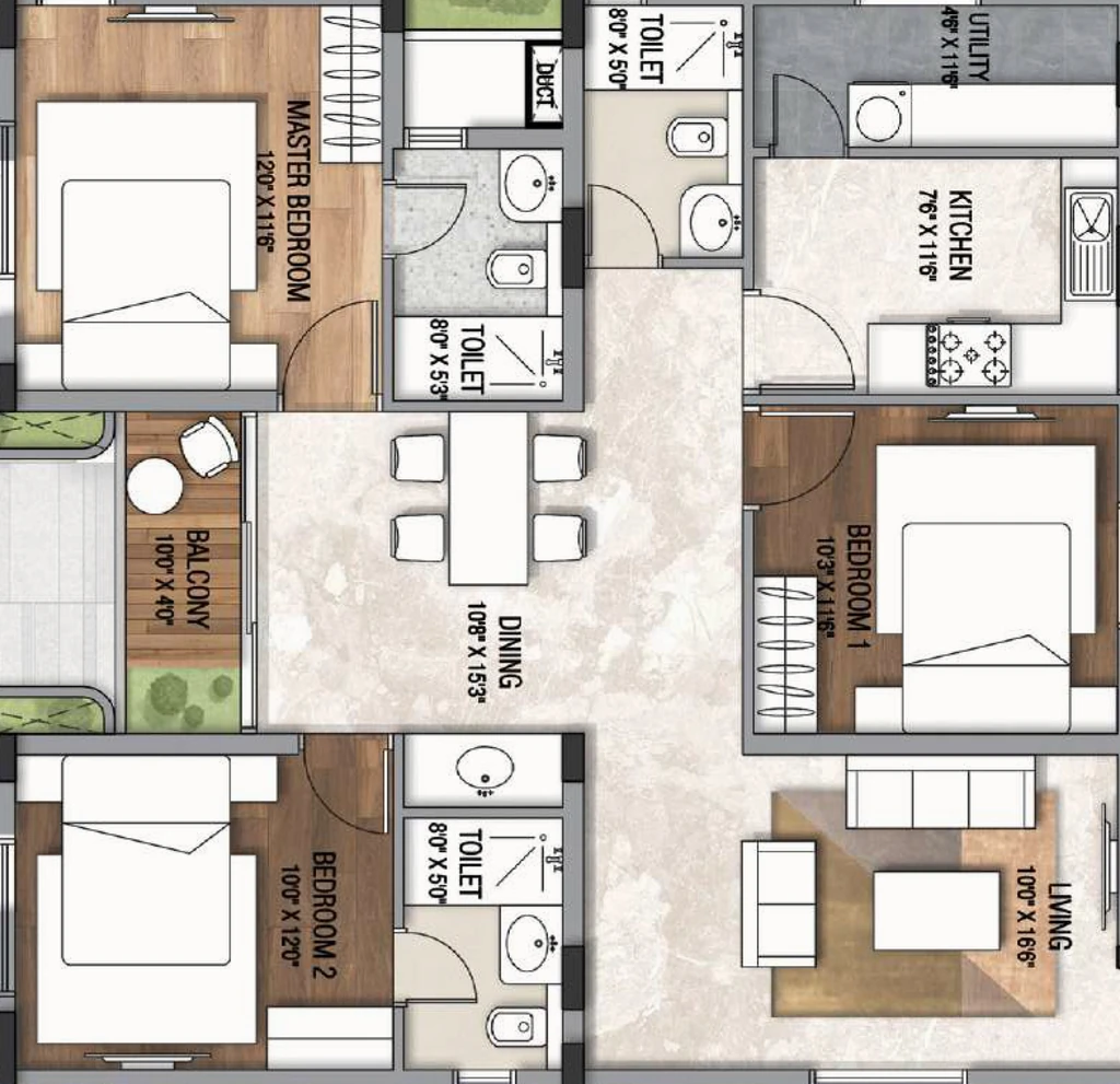 3 BHK Flat in VGN Seattle in Mogappair, Chennai - Image 922914