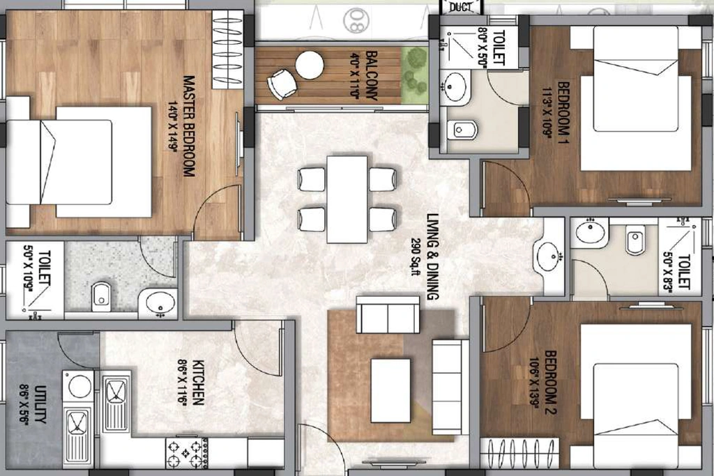3 BHK Flat in VGN Seattle in Mogappair, Chennai - Image 922915