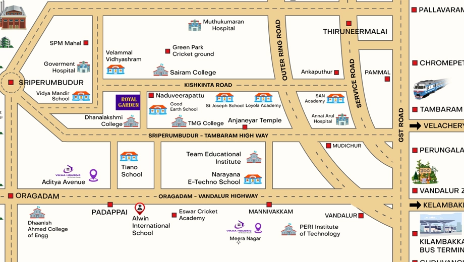 Location of Vikaa Royal Garden in Tambaram, Chennai - Image 414002