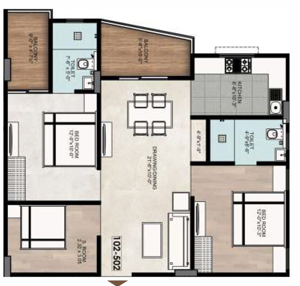 3 BHK Flat in AG Park View in Mansarovar, Jaipur - Image 922937