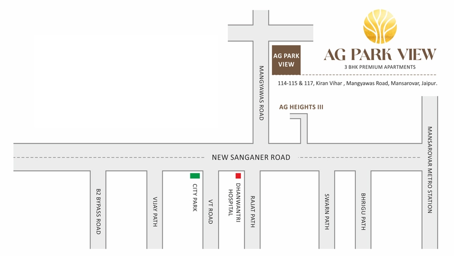 Location of AG Park View in Mansarovar, Jaipur - Image 414012