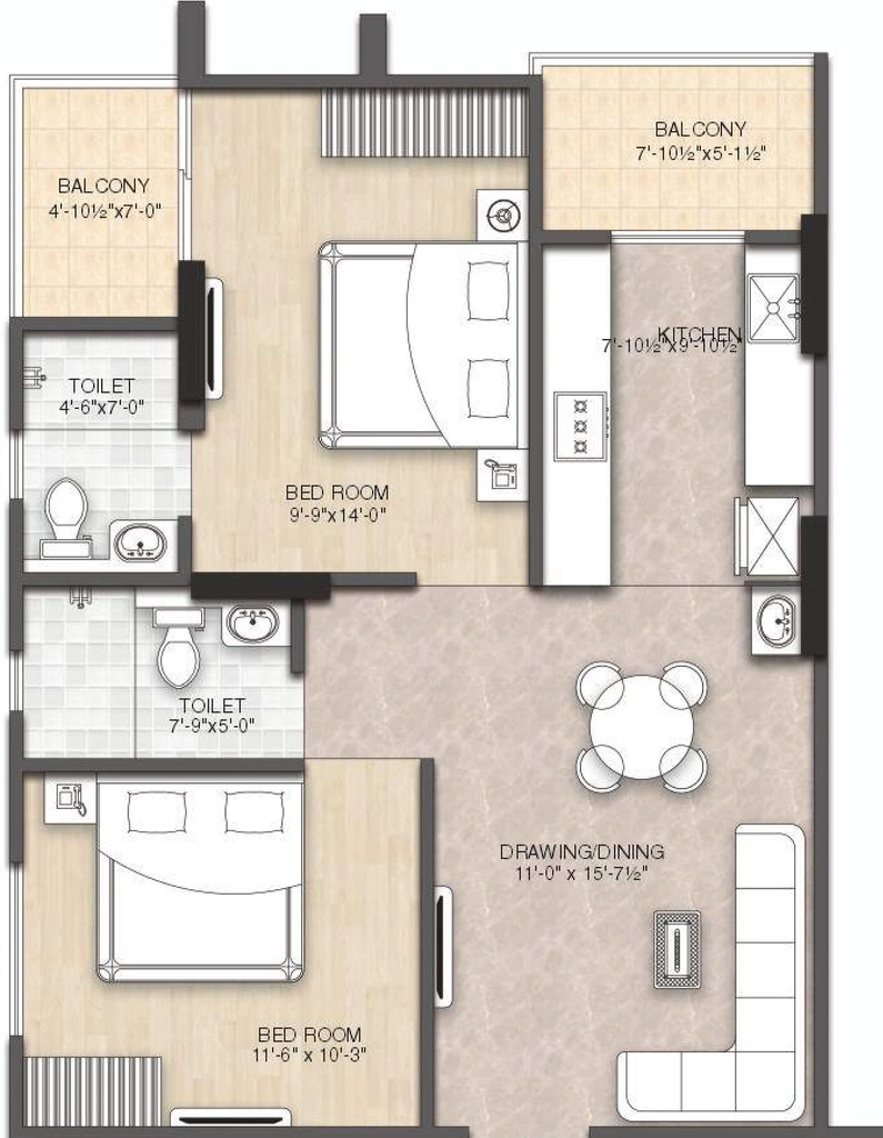 2 BHK Flat in Reliant Felecia in Mansarovar, Jaipur - Image 922953
