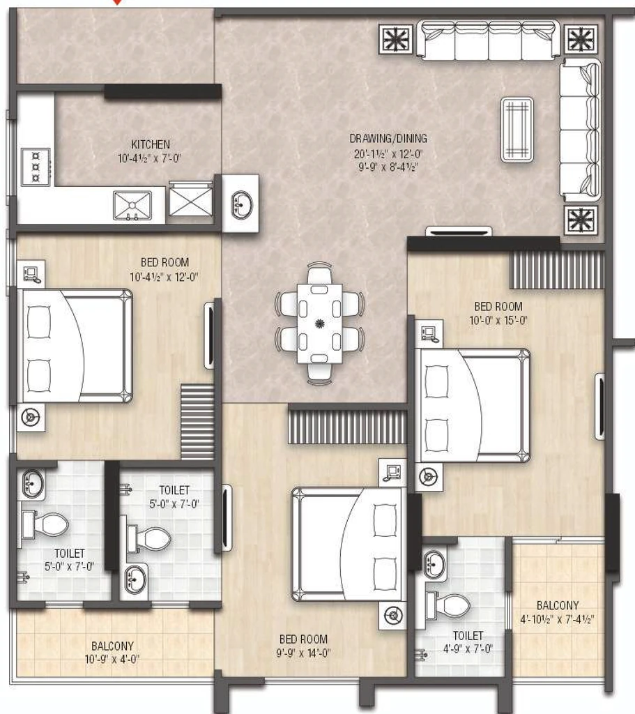 3 BHK Flat in Reliant Felecia in Mansarovar, Jaipur - Image 922956