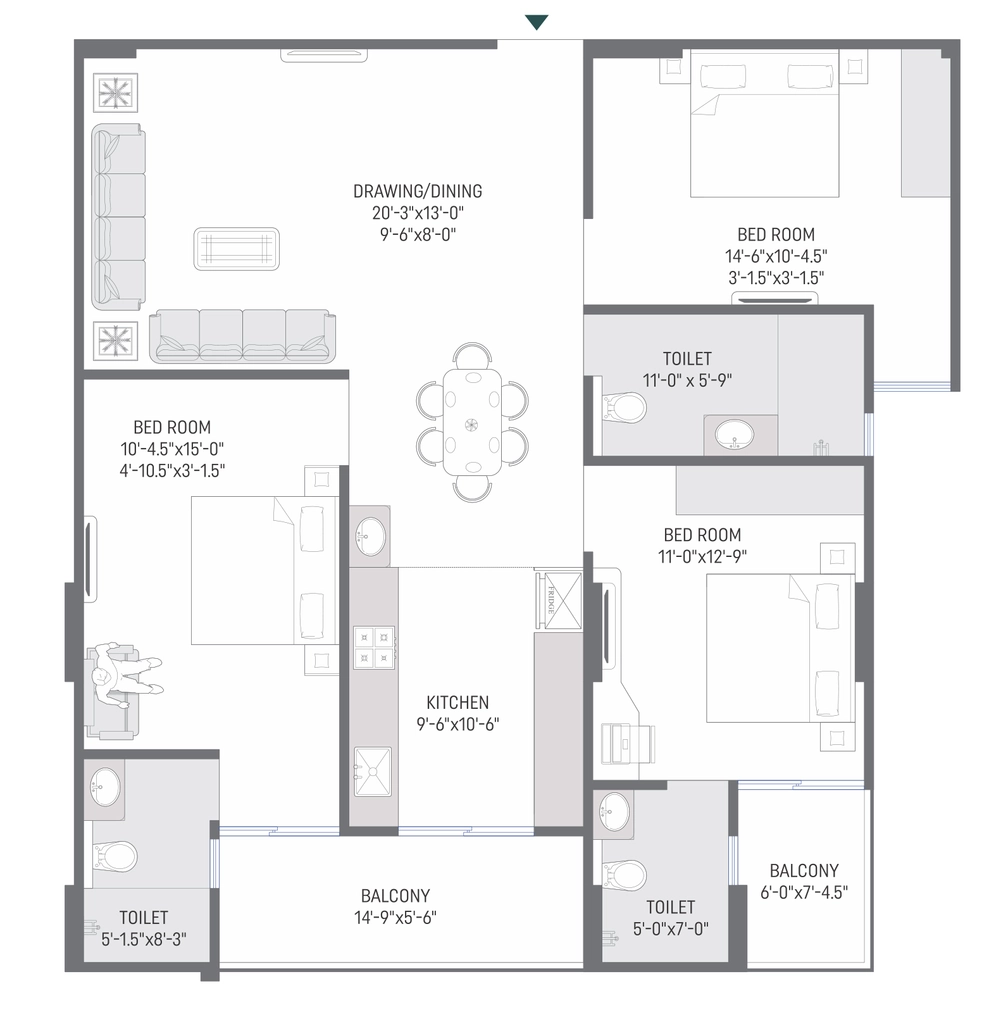 3 BHK Flat in KDMS Skywalk in Mansarovar, Jaipur - Image 922960