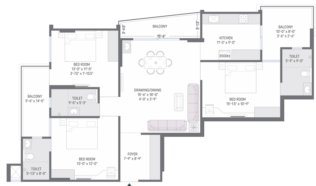 3 BHK Flat in KDMS Skywalk in Mansarovar, Jaipur - Image 922961
