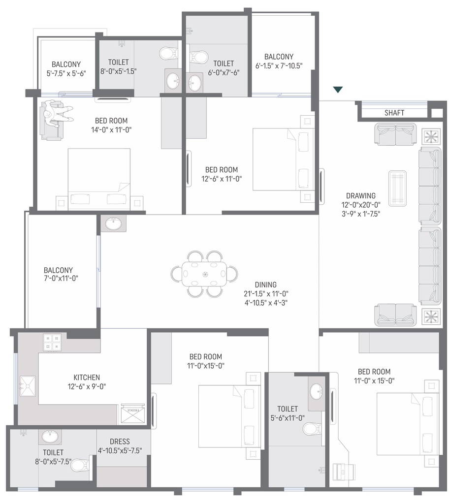 4 BHK Flat in KDMS Skywalk in Mansarovar, Jaipur - Image 922963