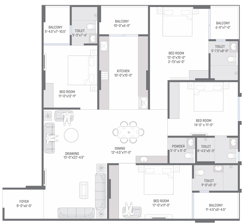 4 BHK Flat in KDMS Skywalk in Mansarovar, Jaipur - Image 922965