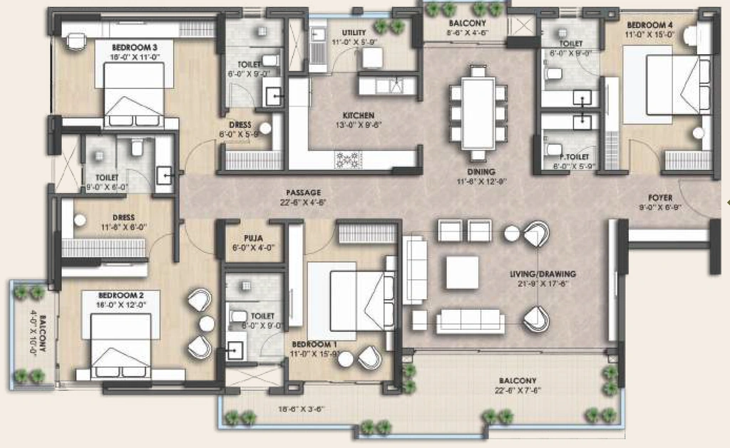 4 BHK Flat in Mahima Ecovista in Tonk Road, Jaipur - Image 922969