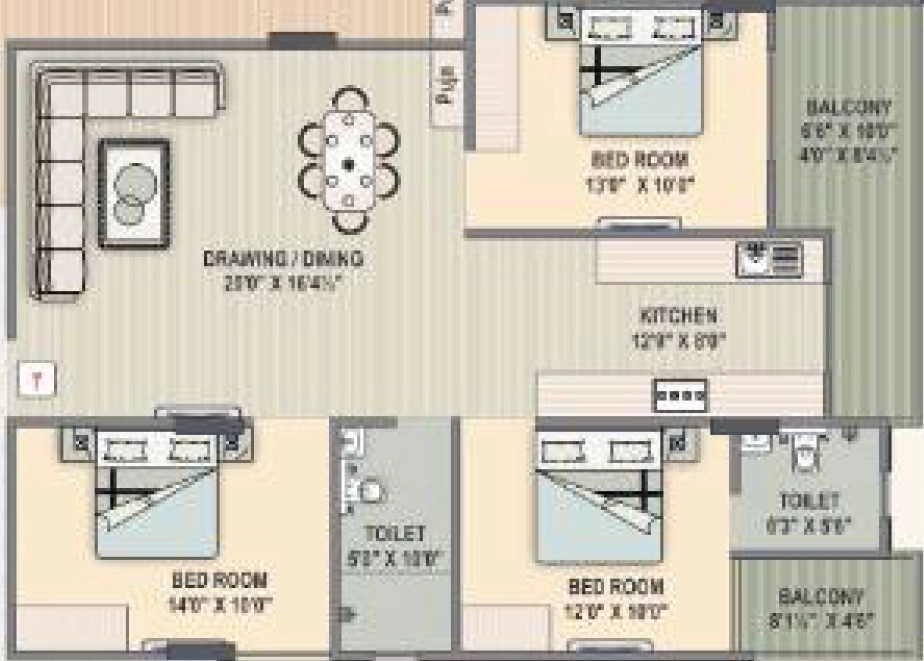3 BHK Flat in Siddhi Nakshatra in Mansarovar, Jaipur - Image 922974
