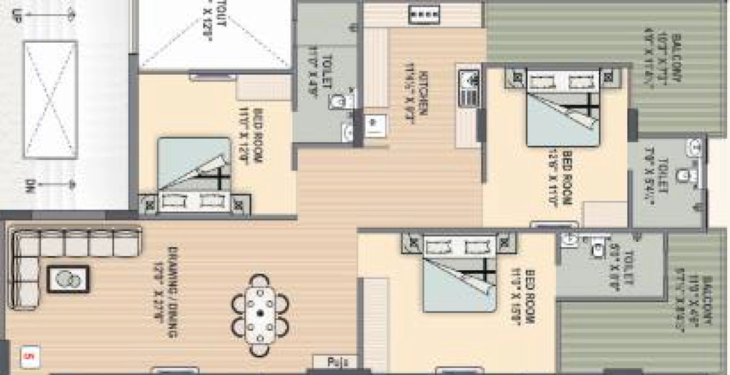 3 BHK Flat in Siddhi Nakshatra in Mansarovar, Jaipur - Image 922976