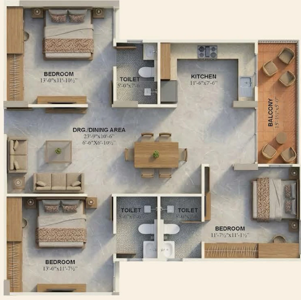 3 BHK Flat in Lalpuria Pushpa Aangan in Mansarovar, Jaipur - Image 922984