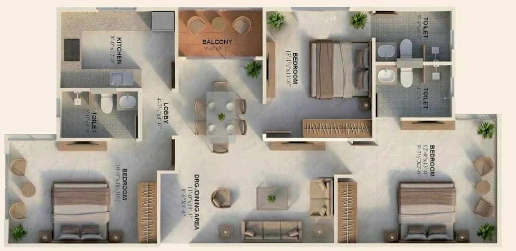 3 BHK Flat in Lalpuria Pushpa Aangan in Mansarovar, Jaipur - Image 922985