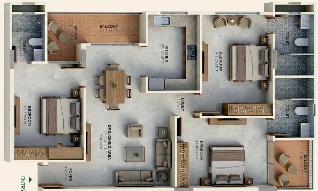 3 BHK Flat in Lalpuria Pushpa Aangan in Mansarovar, Jaipur - Image 922986