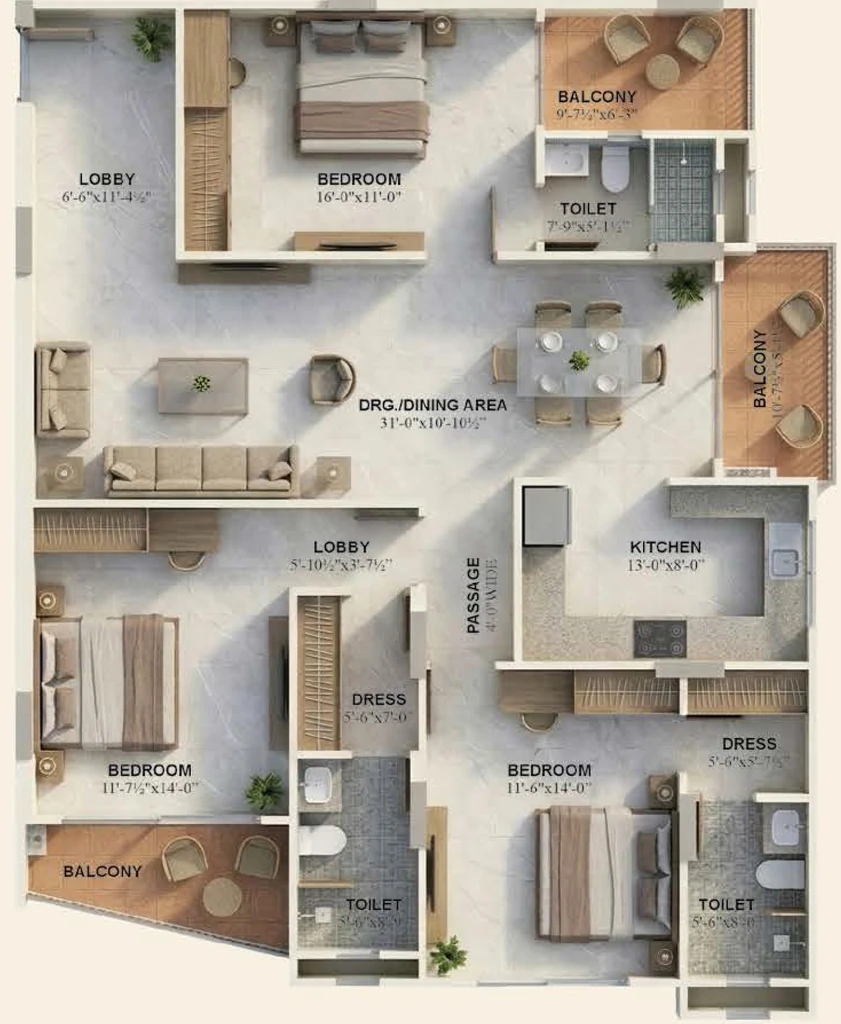 3 BHK Flat in Lalpuria Pushpa Aangan in Mansarovar, Jaipur - Image 922987