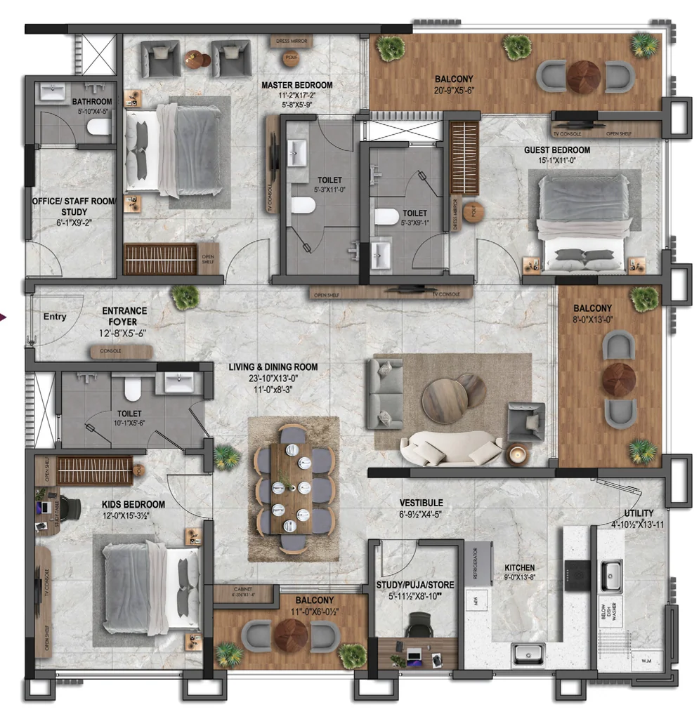 3 BHK Flat in Kuldhara Royal Retreat in Vaishali Nagar, Jaipur - Image 922990